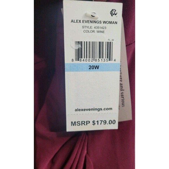 Alex Evenings Women's Plus 20W Wine Gold Lace Beaded Formal Gown NWT Black Tie - Picture 6 of 9